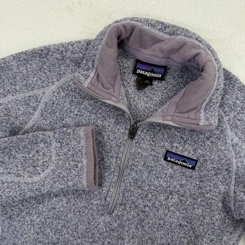 Patagonia Womens XS Better Sweater 1/4 Zip Pullover Vail‎ Logo Lavender